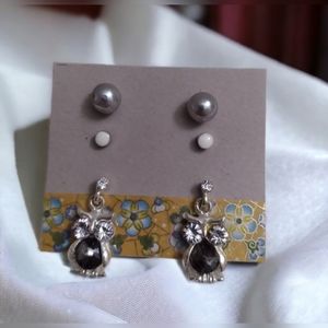 💥3/$12 Rhinestone Owl Earring Set